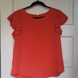 Elegant Ruffle Sleeve Blouse - Red